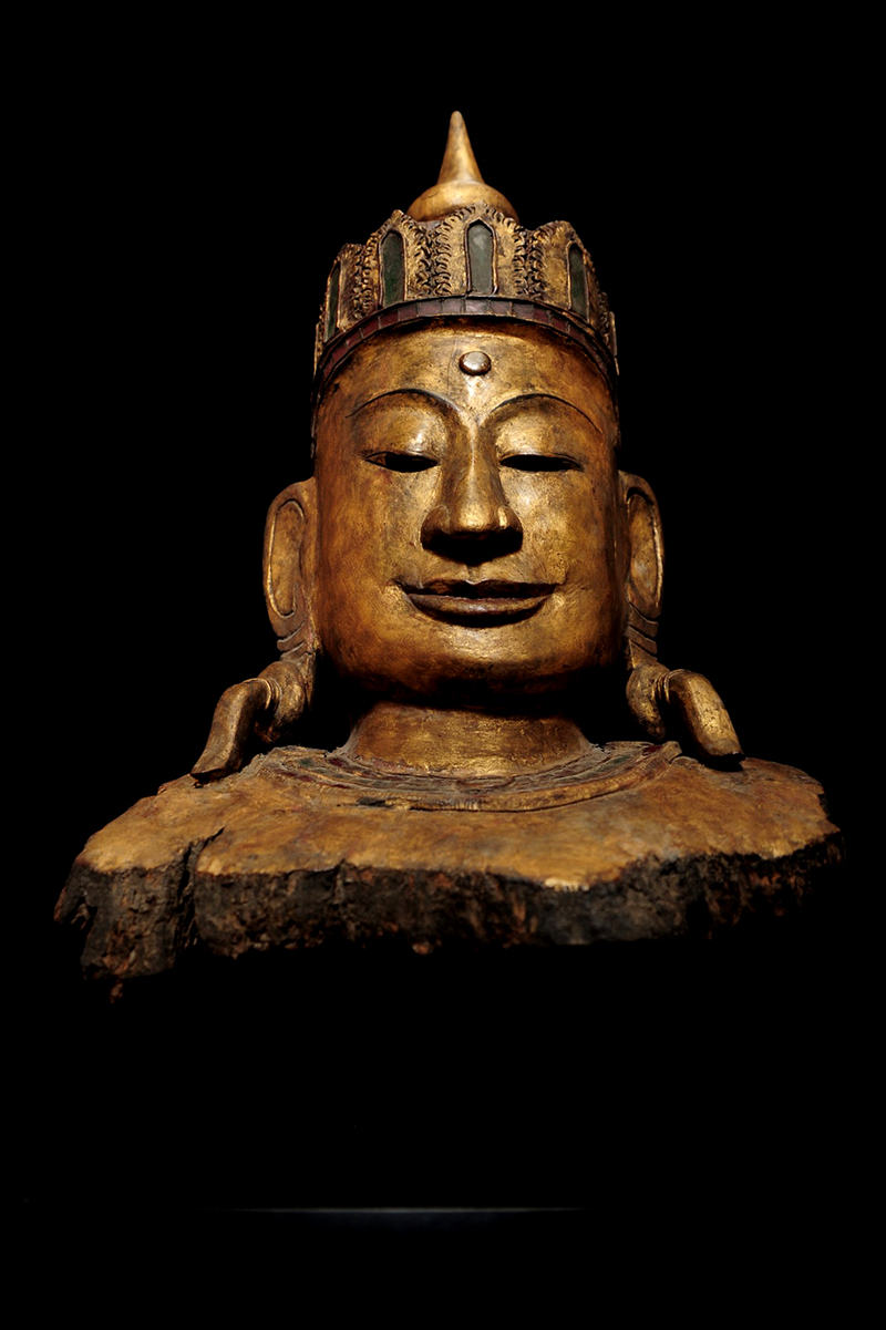 Extremely Rare 18C Wood Shan Burmese Buddha Torso #BB443